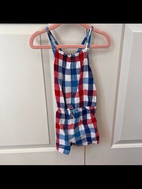 Cat & Jack Red, Blue & White Plaid Cotton Romper